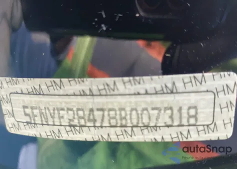 2008 Honda Pilot Ex from USA, damaged, VIN 5FNYF28478B007318